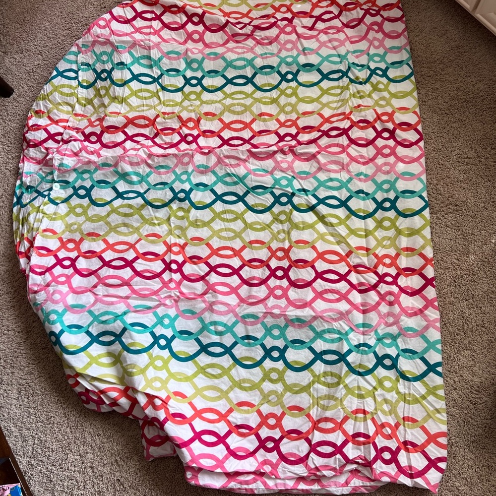 PB Teen twin duvet cover, multi color swirls